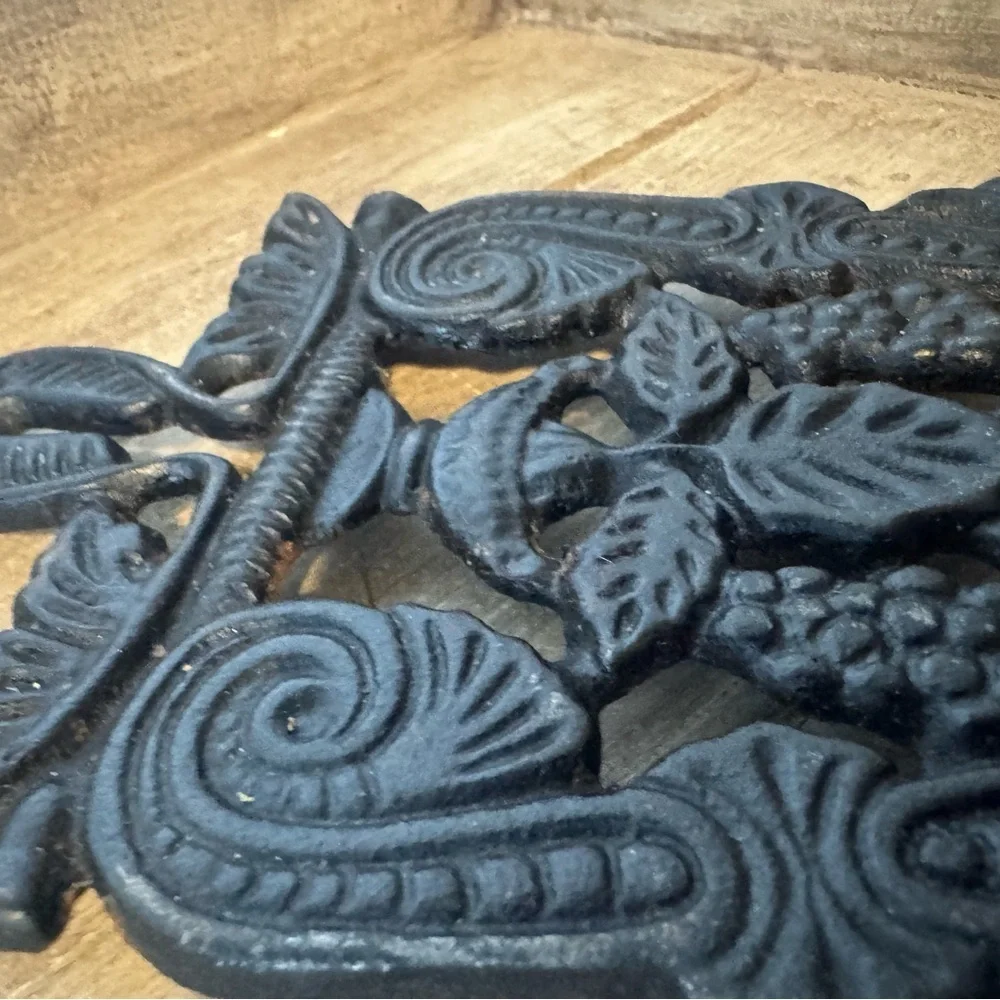 Ornate Black Cast Iron Trivet